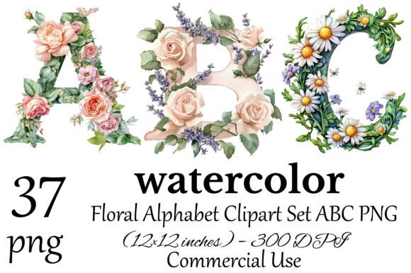 Download Floral Alphabet Clipart Set ABC PNG - Premium Resources